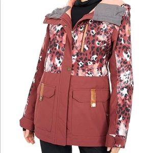 Roxy womens ski jacket cheetah pink & red